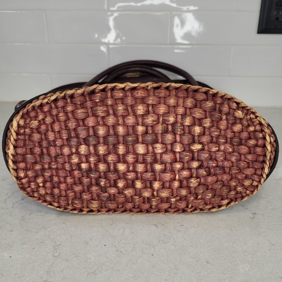 Vintage‎ Saks Fifth Avenue Woven Straw & Leather Handbag - Picture 11 of 12